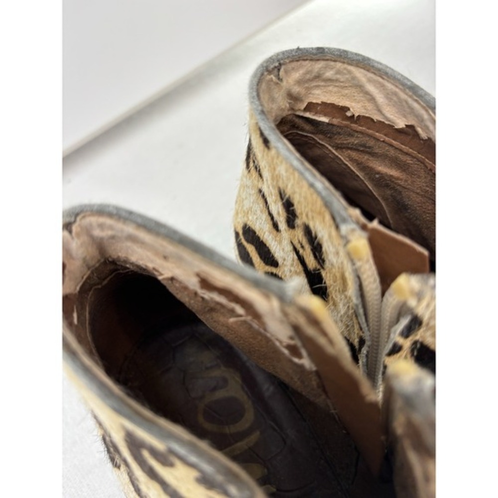 Sam Edelman Leopard Print Ankle Bootie Animal Hair Mob Wife Esthetic Glam‎ Edgy - Picture 8 of 16